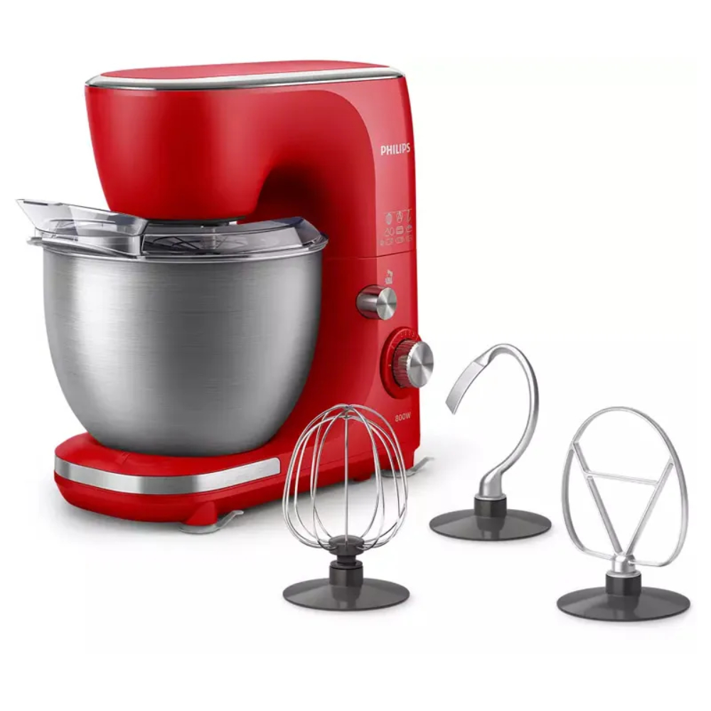 Batidora Planetaria Philips 5L Roja De Acero Inoxidable 12 Velocidades