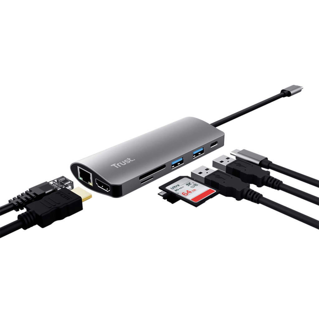 Adaptador Trust multipuerto USB-C 7 en 1 - TRUST-23775