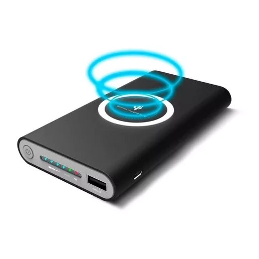 Cargador Portatil Power Bank Doble Qi 10000 Mah Base Celular Negro