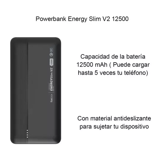 Powerbank Foxbox Energy Slim V2 12500 Mah Negro