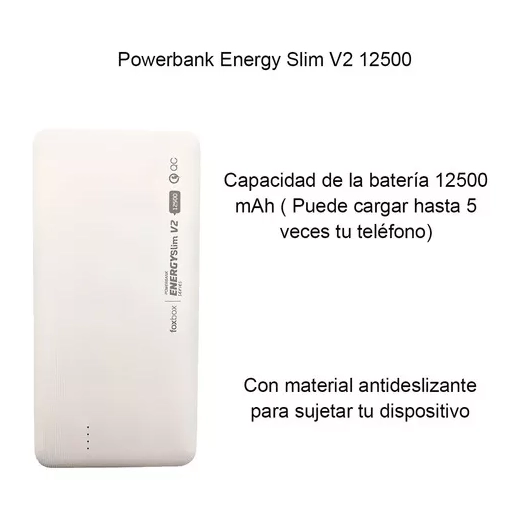 Powerbank Foxbox Energy Slim V2 12500 Mah Blanco