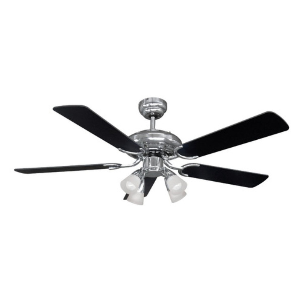 Ventilador De Techo Liliana Negro Con 5 Palas Color Plata 48 Vthm415R