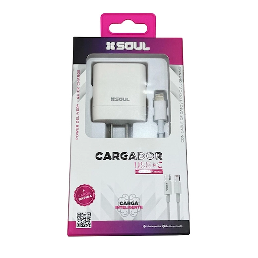 Cargador viajero PD+USB QC Cable TYPE-C a LIGHTNING
